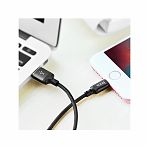 Кабель Hoco X14 Lightning - USB 1 м, нейлоновая оплетка, черный