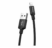 Кабель Hoco X14 Lightning - USB 1 м, нейлоновая оплетка, черный