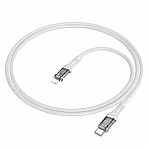 Шнур Hoco USB-C U111 Transparent Type-C - Lightning, 20 Вт, 1.2 м, серый