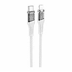 Шнур Hoco SB-C U111 Transparent Type-C - Lightning, 60 Вт, 1.2 м, серый
