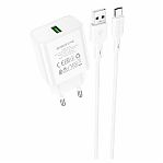Устройство зарядное Borofone BA72A Spring 1xUSB с Кабелем USB - Type-C, 18 Вт, белый