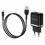 Устройство зарядное Borofone BA36A High speed 1xUSB с Кабелем USB - Type-C, 3A, 18 Вт, черный