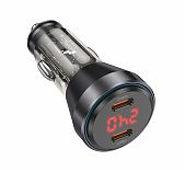 Блок зарядный автомобильный Hoco NZ12C 2xUSB-C, 60 Вт, черный