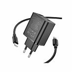 Устройство зарядное для телефона Hoco N51 с кабелем Type-C, USB Type-A, черный