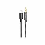 Кабель Hoco UPA19 AUX 3.5mm type-c 1 м, нейлоновая оплетка, черный