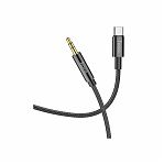 Кабель Hoco UPA19 AUX 3.5mm type-c 1 м, нейлоновая оплетка, черный