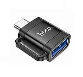 Переходник Hoco UA31С USB на Type-C, черный матовый 10х21.5х28 мм