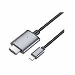Кабель Hoco UA27 HDMI Type-C HDTV 2 м, нейлоновая оплетка, серый металлик