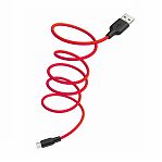 Кабель Hoco X21 Plus USB-micro - USB 1 м, 2.4 A, силикон, красный с черным