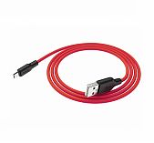 Кабель Hoco X21 Plus USB-micro - USB 1 м, 2.4 A, силикон, красный с черным