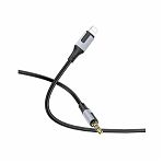 Аудио-переходник Borofone BL19 AUX, 3.5 мм, конвертер на наушники для IPhone, 1 м, черный