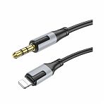 Аудио-переходник Borofone BL19 AUX, 3.5 мм, конвертер на наушники для IPhone, 1 м, черный