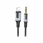 Аудио-переходник Borofone BL19 AUX, 3.5 мм, конвертер на наушники для IPhone, 1 м, черный