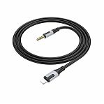 Аудио-переходник Borofone BL19 AUX, 3.5 мм, конвертер на наушники для IPhone, 1 м, черный