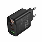 Блок зарядный Borofone BA98A, PD30W, 2C1A, 3 разъема, цифровой дисплей, черный