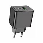 Блок зарядный Borofone BAS14A, PD20W/QC3.0, матовое покрытие, черный