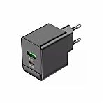 Блок зарядный Borofone BAS14A, PD20W/QC3.0, матовое покрытие, черный