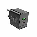 Блок зарядный Borofone BAS14A, PD20W/QC3.0, матовое покрытие, черный