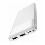 Аккумулятор внешний Hoco J72, 10000 mah, LiPol, 2 выходных разъема, белый