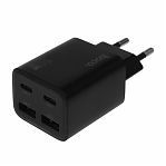 Блок зарядный Hoco N56, 30 Вт, 3 А, 2xUSB-A, 2xUSB-C, черный