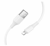 Кабель Hoco X120, Lightning - USB, 2.4 А, ПВХ, цвет белый, 1 м