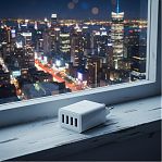 Блок зарядный Hoco C102A, QC3.0 4 USB, 100-240В, 3 А, быстрая зарядка, белый