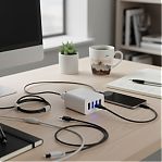 Блок зарядный Hoco C102A, QC3.0 4 USB, 100-240В, 3 А, быстрая зарядка, белый