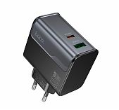 Блок зарядный Hoco CS74A PD45W+QC3.0, 5-12В, 3 А, Type-C + USB, черный