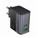 Блок зарядный Hoco CS74A PD45W+QC3.0, 5-12В, 3 А, Type-C + USB, черный