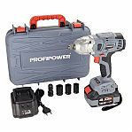 Гайковерт аккумуляторный Profipower DWDTW-18V, бесщеточный, 18 В, 600 Нм, 1акк. х 4Ah+з.у.