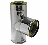 Тройник для дымохода Ferrum К  d 130х200 мм, унро 90 гр., сталь 0.5 мм, сэндвич-конструкция
