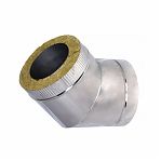 Отвод (угол) дымохода 120х200 мм, угол 45 гр., оцинкованная сталь 0.5 мм, сэндвич-конструкция  