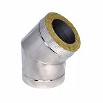 Отвод (угол) дымохода 120х200 мм, угол 45 гр., оцинкованная сталь 0.5 мм, сэндвич-конструкция  