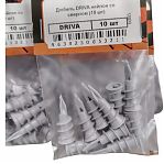 Дюбель для гипсокартона Жесть Driva УТ-00006085 нейлон со сверлом, 14х32 мм, упаковка 10 штук
