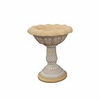 Ваза садовая Высокая, на витой ножке, бетонная, белые вензеля