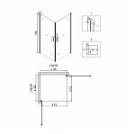 Душевое ограждение Niagara Nova NG-6804-08 Black 100х100х190 квадрат, двери распашные, 1 место