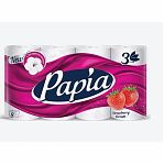 Туалетная бумага Papia белая с ароматом Strawberry Dream и рисунком трёхслойная 8 шт