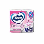 Бумага туалетная Zewa Deluxe Орхидея, трех слойная, 4 рулона в пачке