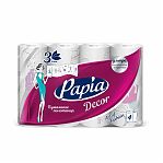 Полотенца бумажные Papia Decor, 3 слоя, 83 листа, 4 рулона, белые