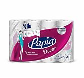 Полотенца бумажные Papia Decor, 3 слоя, 83 листа, 4 рулона, белые