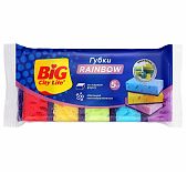 Губки кухонные Rainbow BIG City крупнопористые, в упаковке 5 штук