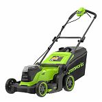 Газонокосилка аккумуляторная Greenworks GD24X2LM41K2x, 24В, травосборник 60 л, 2 АКБ 4 A•ч, зарядное устройство