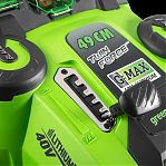 Газонокосилка аккумуляторная Greenworks GD40LM49DBK4, 40В травосборник 60 л, АКБ 4 A•ч, зарядное устройство