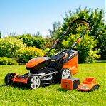 Газонокосилка аккумуляторная YARD FOX EL 4655 B SET, 60В, самоходная, травосборник 55 л, АКБ 4 A•ч, зарядное устройство