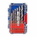 Набор сверл по металлу Workpro WP409010, точная заточка, пластиковый кейс, 15 шт.