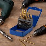 Набор сверл по металлу Mos 35744М, HSS, металлический бокс, в упаковке 19 штук