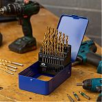 Набор сверл по металлу Mos 35745М, HSS, металлический бокс, в упаковке 25 штук