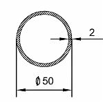 Труба алюминиевая, диаметр 50 мм, толщина стенки 2 мм, длина 3 м