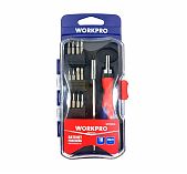 Отвертка с трещоткой Workpro WP200516, эргономичная рукоятка, 18 предметов