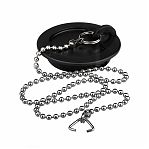 Пробка Masterprof для ванн и раковин, диаметр сливного отверстия 43 мм, с цепочкой 450 мм, черная